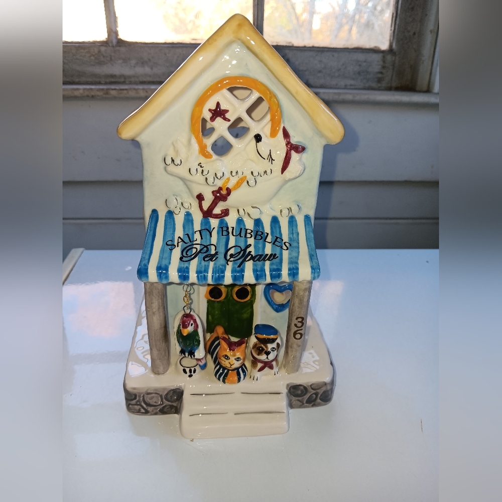 Heather Goldminc Blue Sky Clayworks Salty Bubbles Pet Spaw Tealight Holder